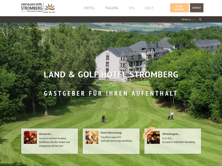 Screenshot der Startseite des Land und Golfhotel Stromberg