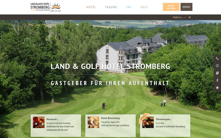 Screenshot der Startseite des Land und Golfhotel Stromberg