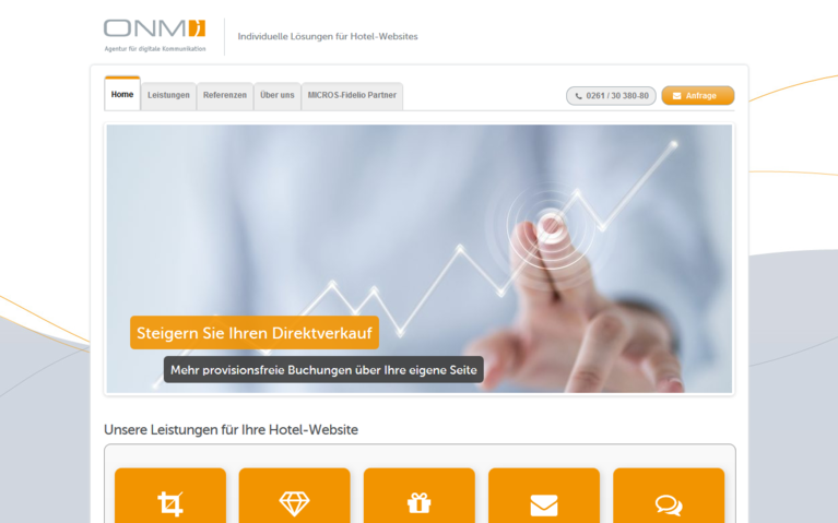 Screenshot der Website hotel.onm.de