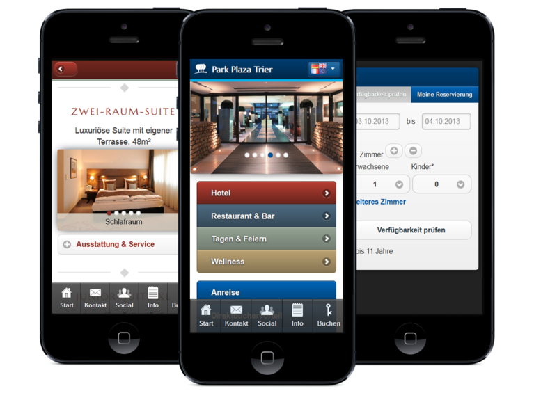 Die mobile Webseite des Hotels Park Plaza in Trier 