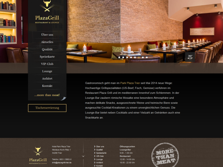 Startseite der Website des Hotel-Restaurants